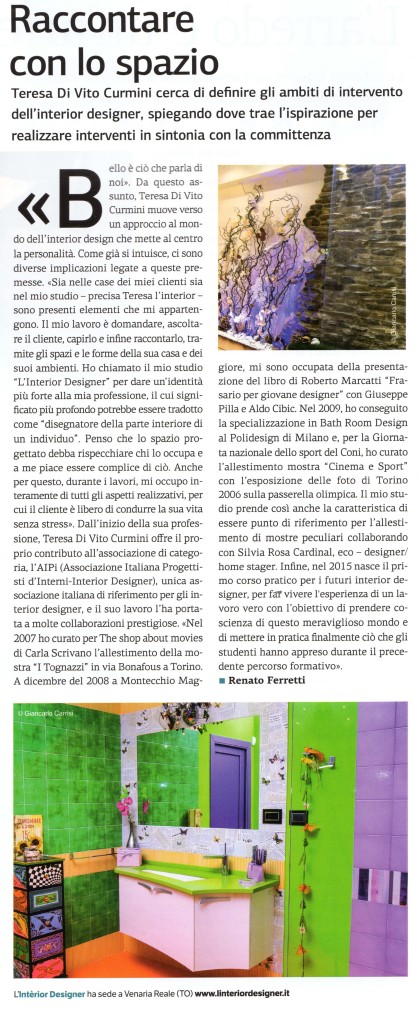 Articolo L'INTERIOR DESIGNER_Nord Economia_2015